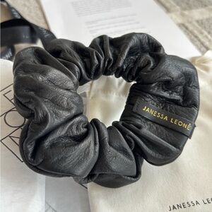 Janessa Leone Elegant Black Leather Hair Tie